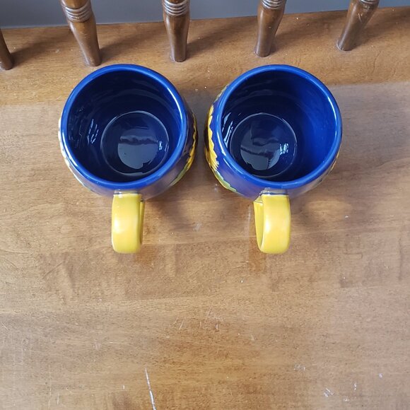 Lang Beautiful Sunflower Blue Mug Handpainted - Picture 5 of 6